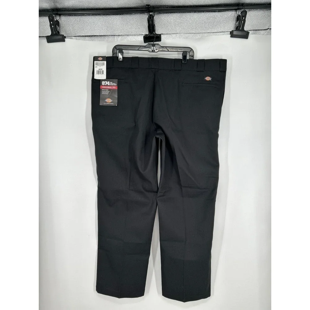 Dickies 874 Work Pants Mens‎ 46x30 Black Straight Leg Original Fit Canvas Chino